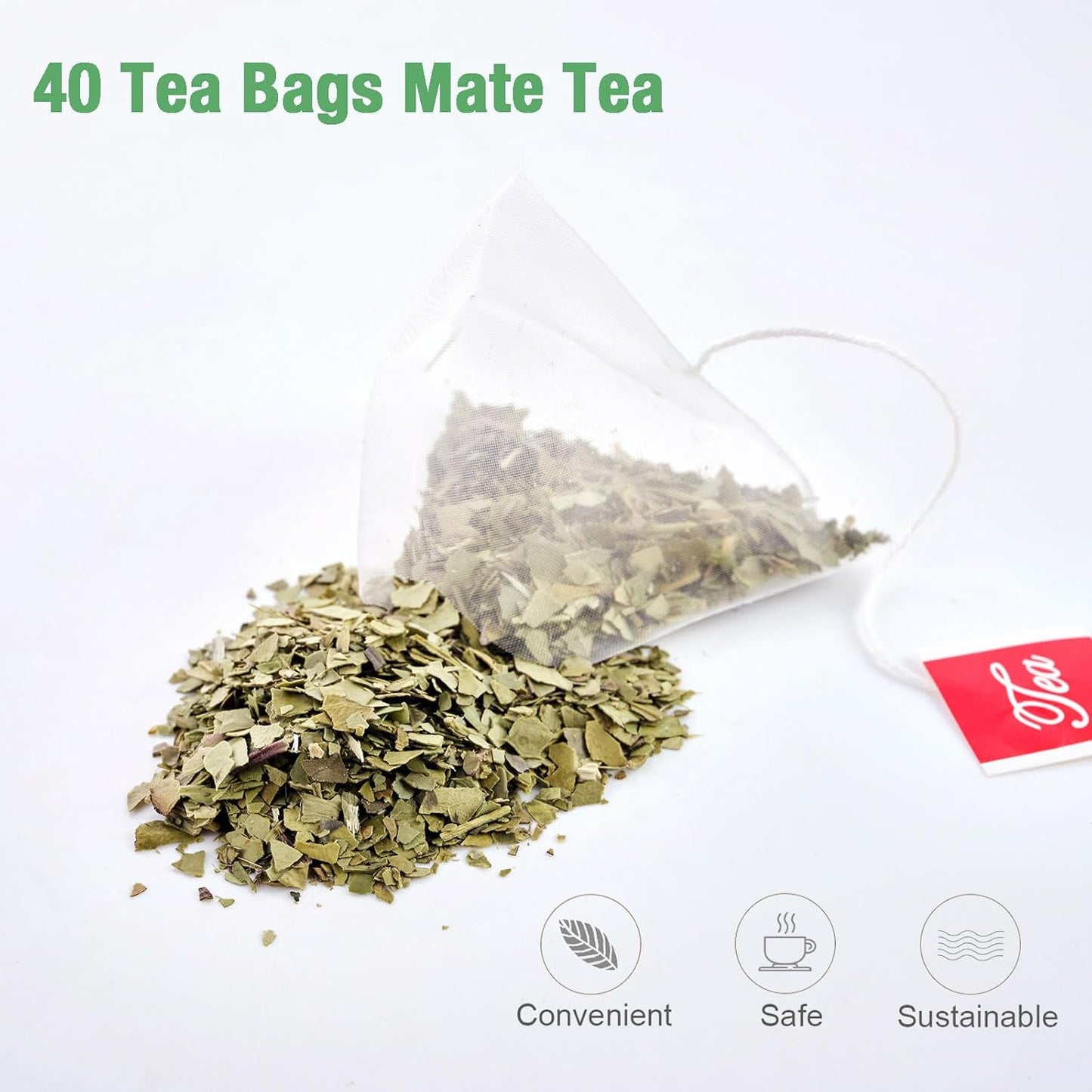 40 Yerba Mate Tea Bag, 3g/bag, Unsmoked Yerba Mate Loose Leaf Tea Packets, Unsweetened, from Argentina - Rich In Antioxidants