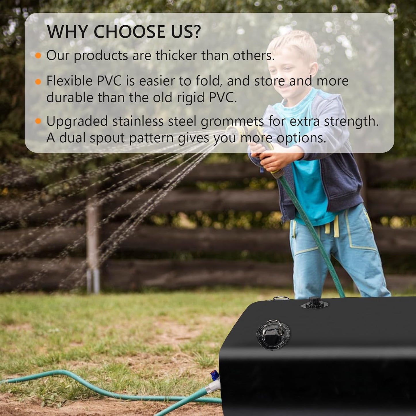 Foldable Portable Water Tank - 30 GAL Large Water Storage with 3/4" PVC Spigot and Hose Kit for Camping, Garden, Emergency Use