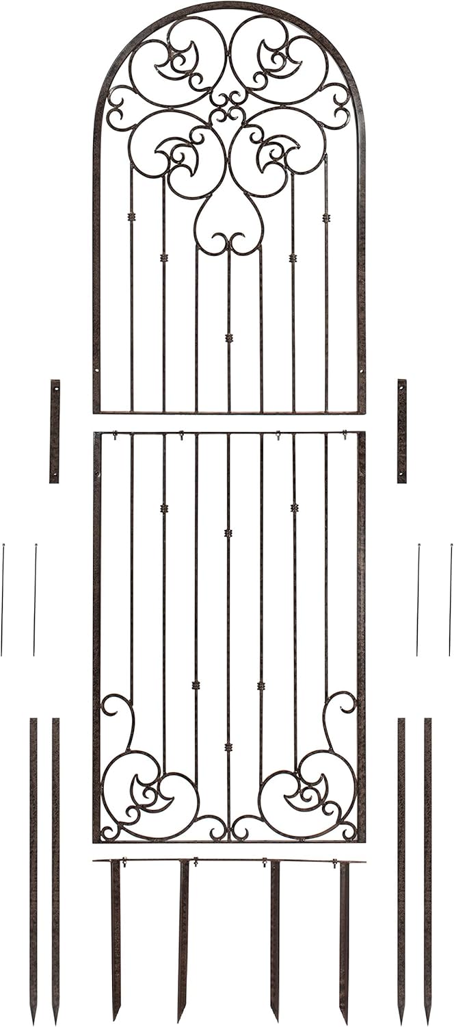 H Potter Outdoor Metal Wall Art Decor or Trellis for Climbing Plants Garden Panel Roses Vines Privacy Includes Brackets for Hanging X Large with 4 Mounts