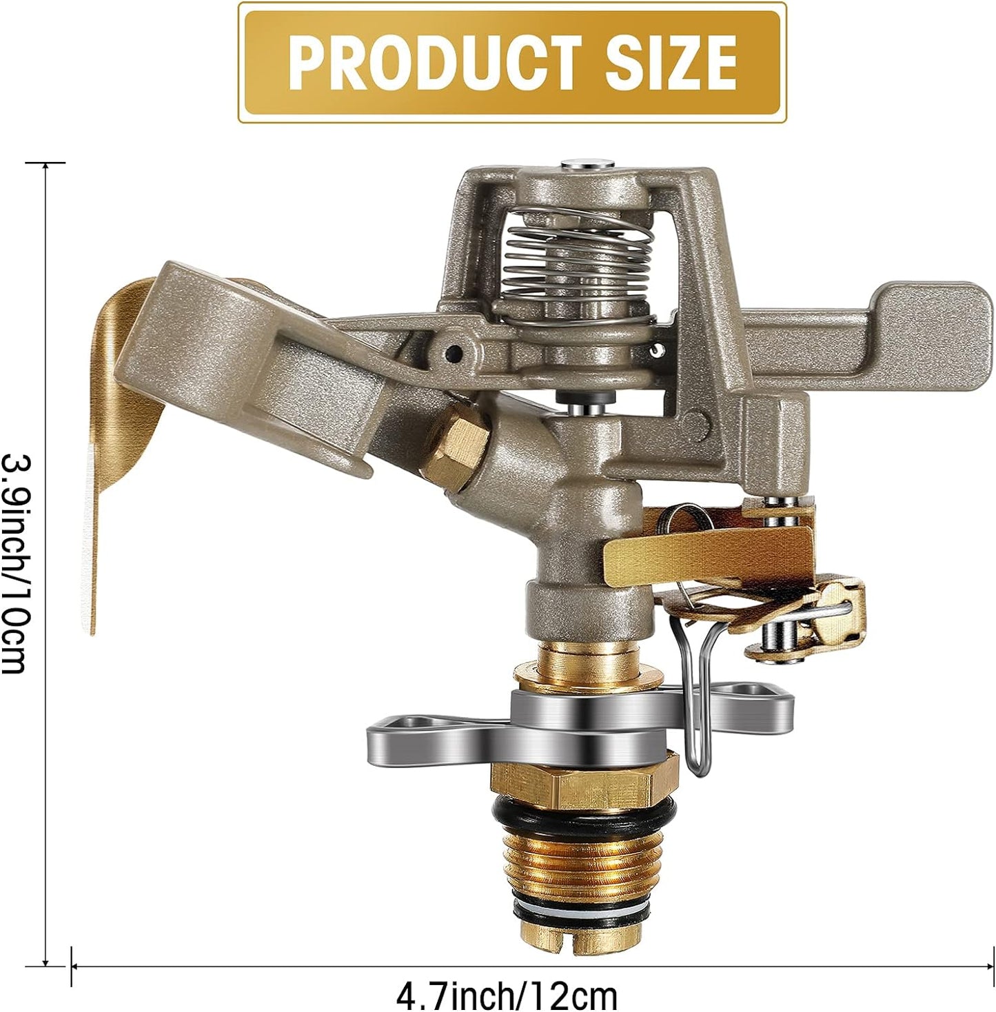 Impact Sprinkler Head Brass Pulsating Sprinkler Lawns Garden Adjustable 360 Degrees Watering Heavy Duty Sprinkler Head with Nozzles for Yard and Grass Irrigation (5 Pieces)