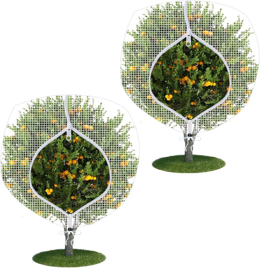 Fruit Tree Netting Covers with Zipper to Protect from Squirrels and Birds Large Netting for Fruit Trees Net Protection, White, 10' x 10', 2 Pack
