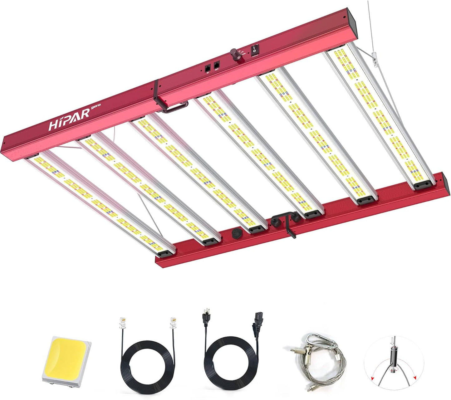HIPAR HG-3500 LED Grow Light 350 watt Grow Light Foldable 6 Bars More Even PPFD & 0-10V Control & 100 Sets Daisy Chain in3x3 GrowTent