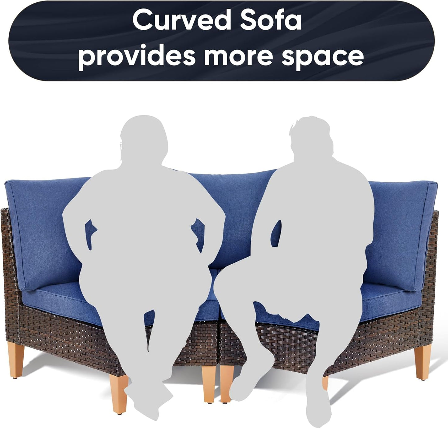 HUMMUH Patio Furniture Set,8 Pieces Outdoor Sectional Couch Chairs with Ottomans,All Weather PE Wicker Patio Conversation Sets for Garden Porch Backyard