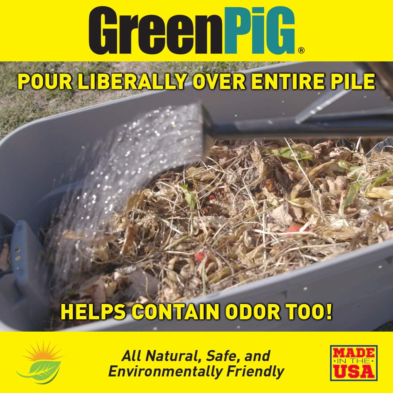 GREEN PIG Compost Accelerator Converts Yard Waste to Fertile Humus in 30 Days and Helps Control Odors Associated with Compost Piles, 1 Bag (12 Dissolvable Packets)