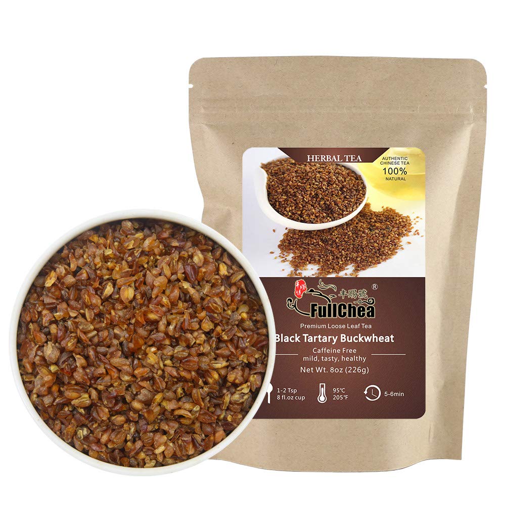 FullChea - Himalayan Tartary Buckwheat Tea - Roasted Black Buckwheat - Loose Leaf Herbal Tea - Caffeine Free - NON-GMO - Gluten Free - 100% Natural 8oz / 226g
