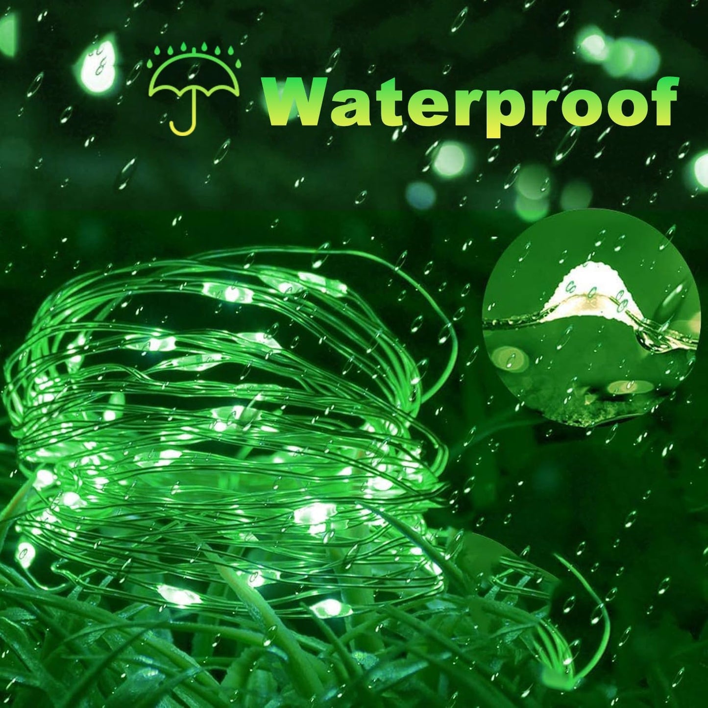 Lomotech Solar String Lights Outdoor - 2 Pack Total 66ft 200LED Solar Fairy Lights Waterproof 8 Modes Twinkle Lights for Outdoor, Patio, Garden, Yard, Party, Wedding, Tree Decoration (Green)