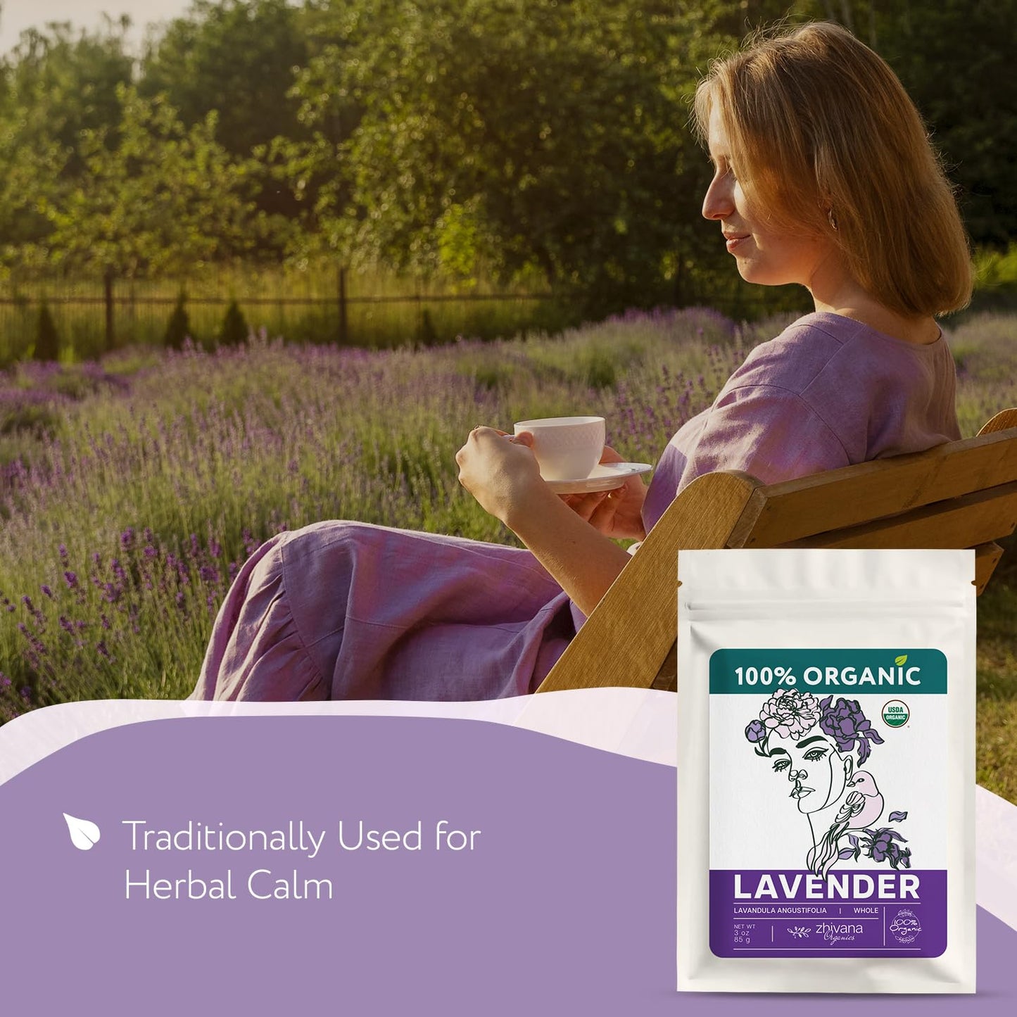 Organic Culinary Lavender Flowers for Tea, Cooking & Baking (3 oz.) - Food Grade Lavender Buds - Te de Lavander Para Dormir - Edible Lavander Herb