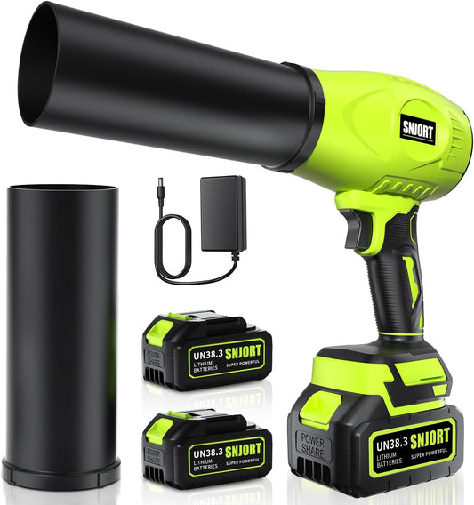 Leaf Blower Cordless with Battery and Charger, 800,000 RPM, Extended Nozzle, Lightweight Handheld Design,Blower for Patio Cleaning,car Blowing Water, Blowing Leaves and Dust（Bright Green）
