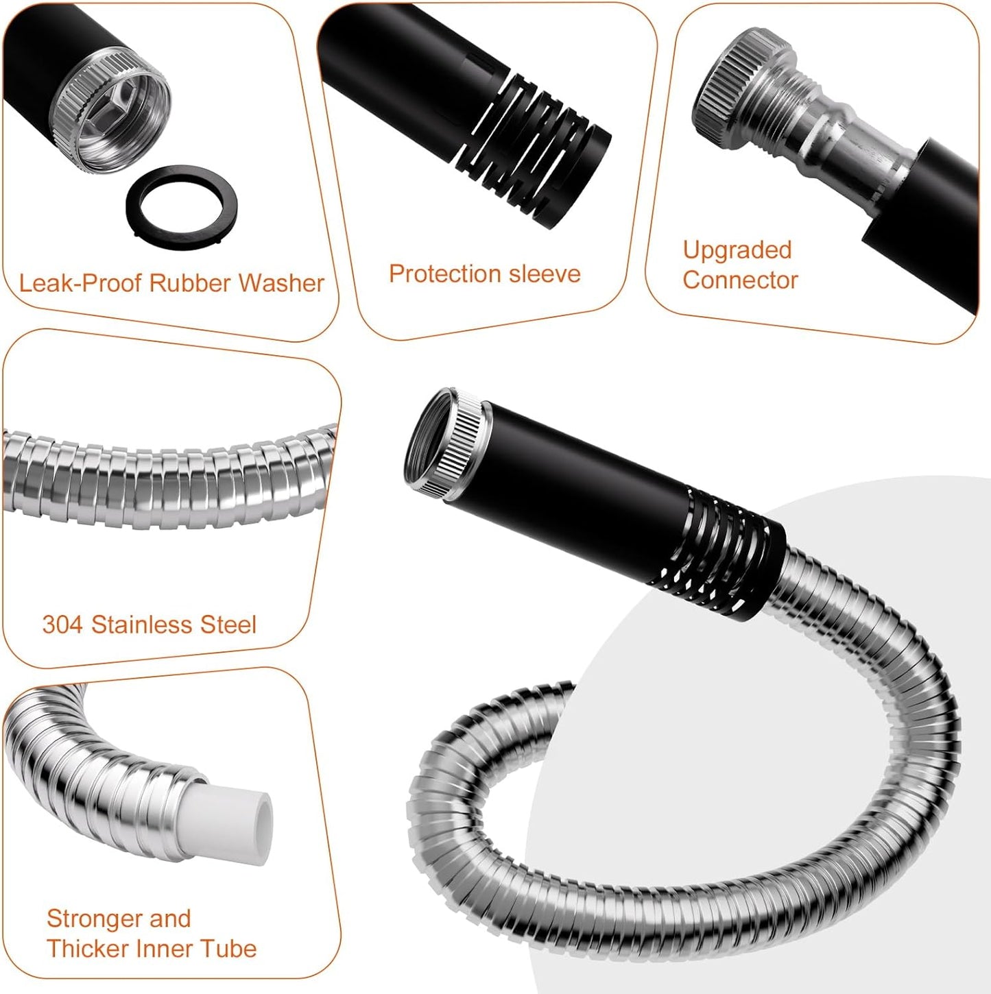 Garden Hose 50 FT, Flexible Metal Hose with 10 Function Nozzle, Kink Free, Lightweight, Durable, Crush Resistant Fitting, Easy to Coil, Puncture Proof Hose for Yard, Rv, 600 PSI 2025 New