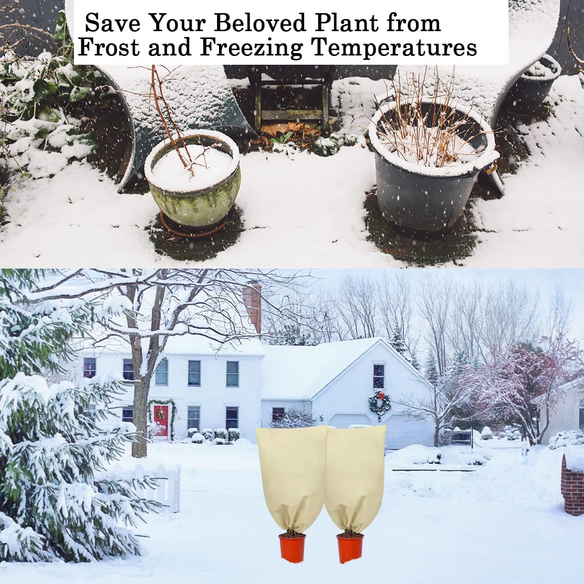 gardtree Plant Covers Freeze Protection 47.2" x 70.8" 2 Packs 2.4oz/yd², Thickened Winter Plant Frost Protection Garden Cold Weather Tree Wrap with Zipper Drawstring for Outdoor Shrub Potted Plant