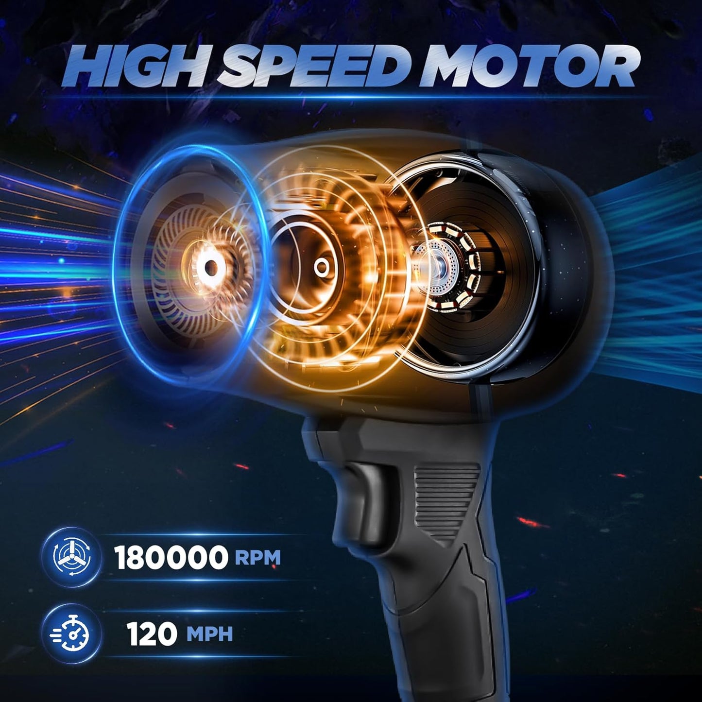 Saker Cordless Leaf Blower Portable Dust Cleaner Handheld Lightweight Blowers 180000 RPM with Adjustable Speed for Patio Cleaning, Drying,Camping Gift 2 Batteries BF170 Black