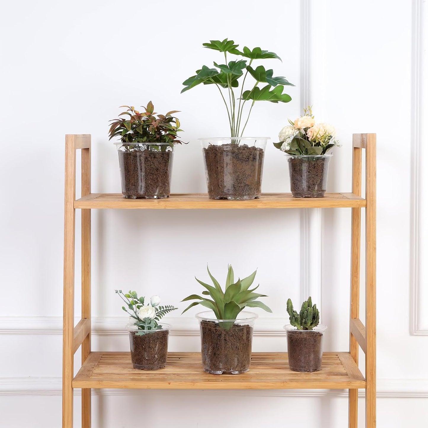 JERIA 40 Pack 6/5/4/3.5Inch Clear Nursery Pots with Drainage Holes, Clear Plant Pot for Planting, Transparent Plastic Plant Pots,Durable Seed Starting Pot for Succulents