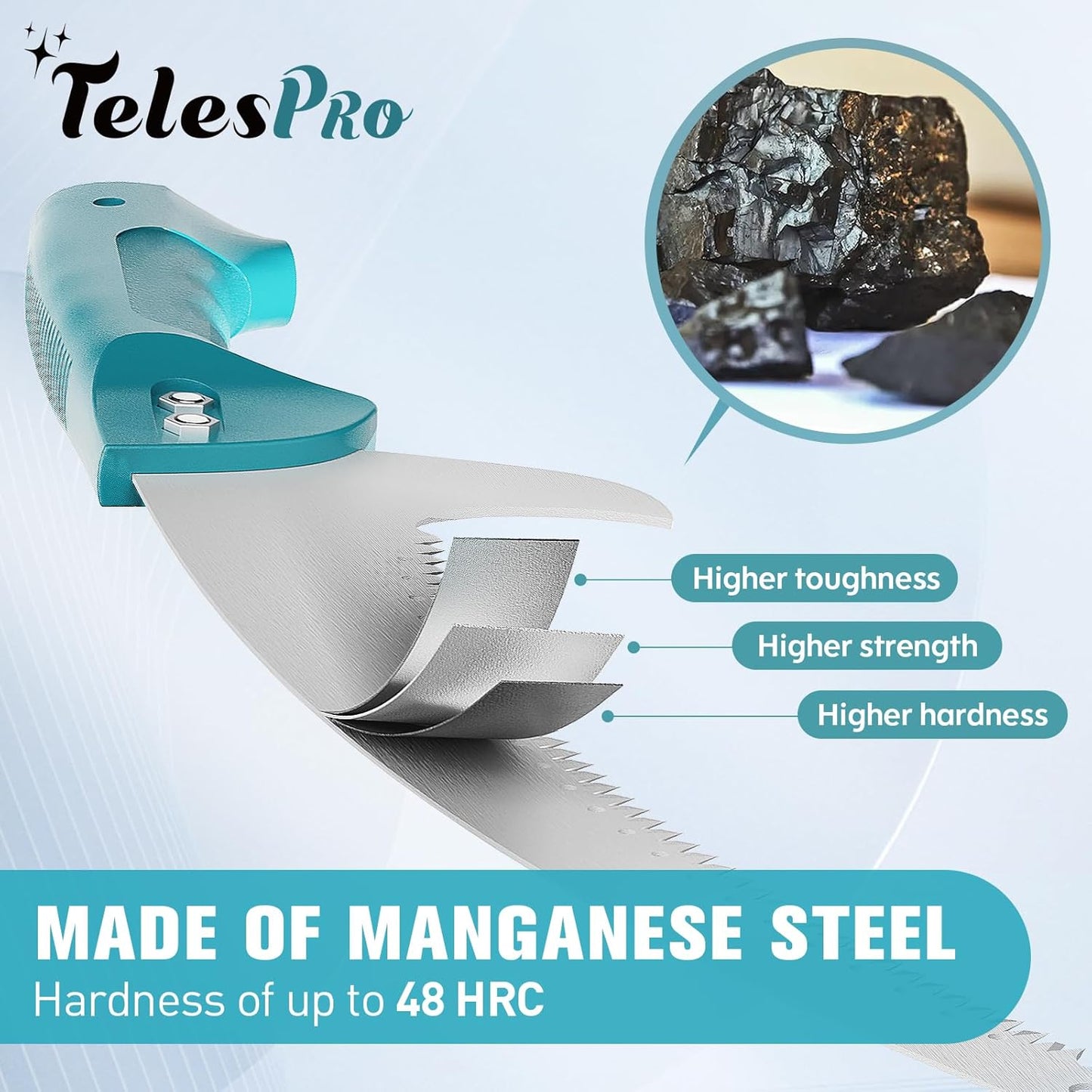 Extendable Tree Trimmer: Manual Pole Saw | 6-24ft Telescoping Pruning Pole for Tree Trimming | Saw Attachment, Safety Goggles, and Gloves Included | Trim Branches up to 2" Diameter