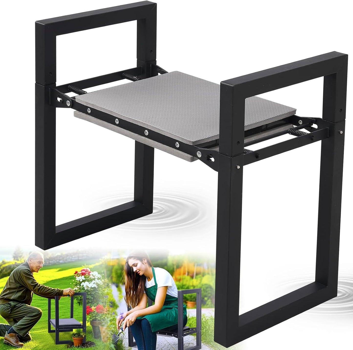 Garden Kneeler and Seat Heavy Duty - Anti-Tip Super Stable Multifunctional Gardening Stool Bench,Wide 12.7" Pads,Foldable Ergonomic Handles for Seniors Women Men Pain-Free Weeding,Planting Yard Work