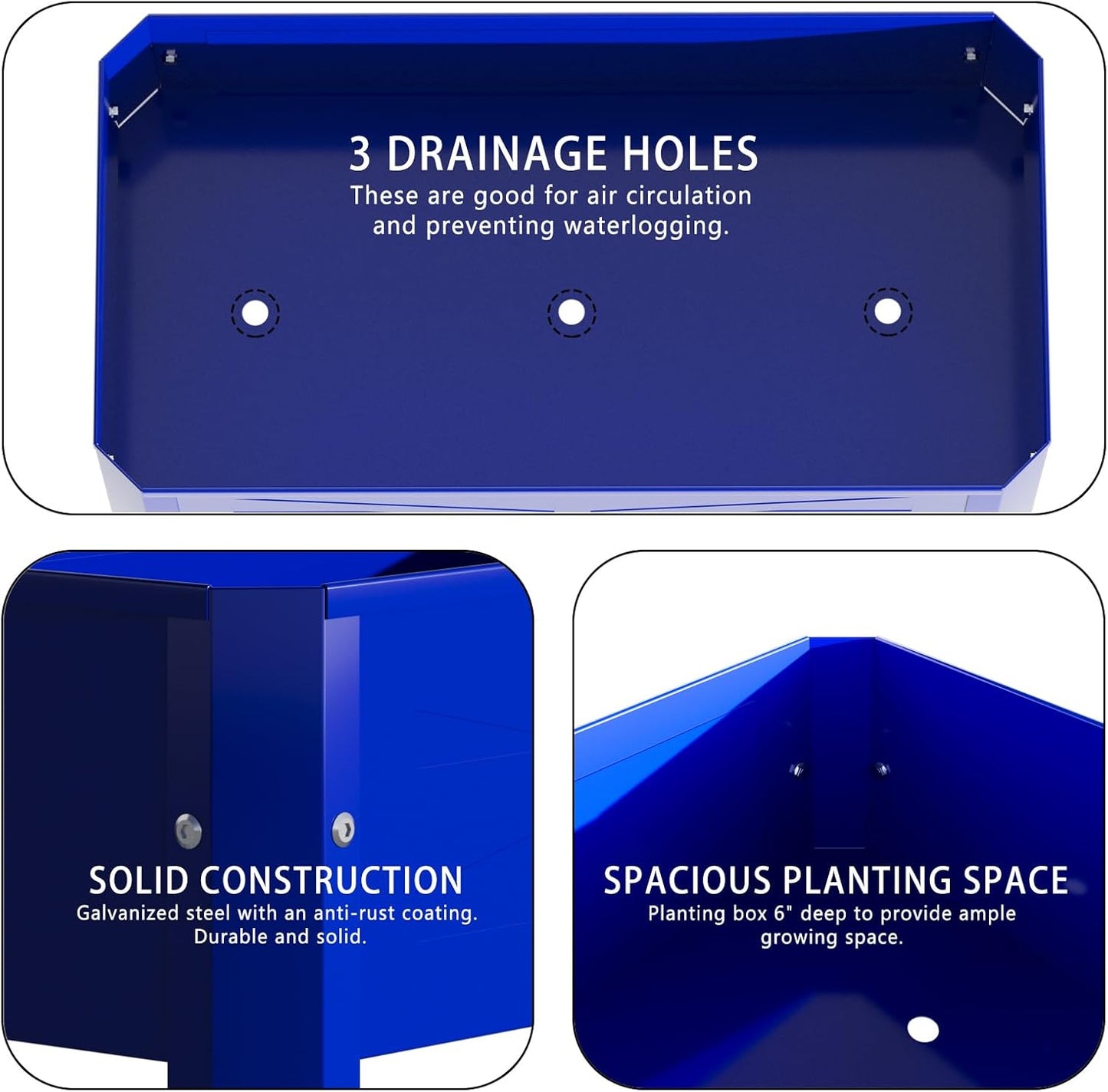 Raised Garden Bed with Detachable Tall Legs Elevated Metal Planter Box for Growing Fresh Herbs Vegetables Flowers Succulents&Other Plants for Outdoor Backyard Patio Deck Balcony Blue