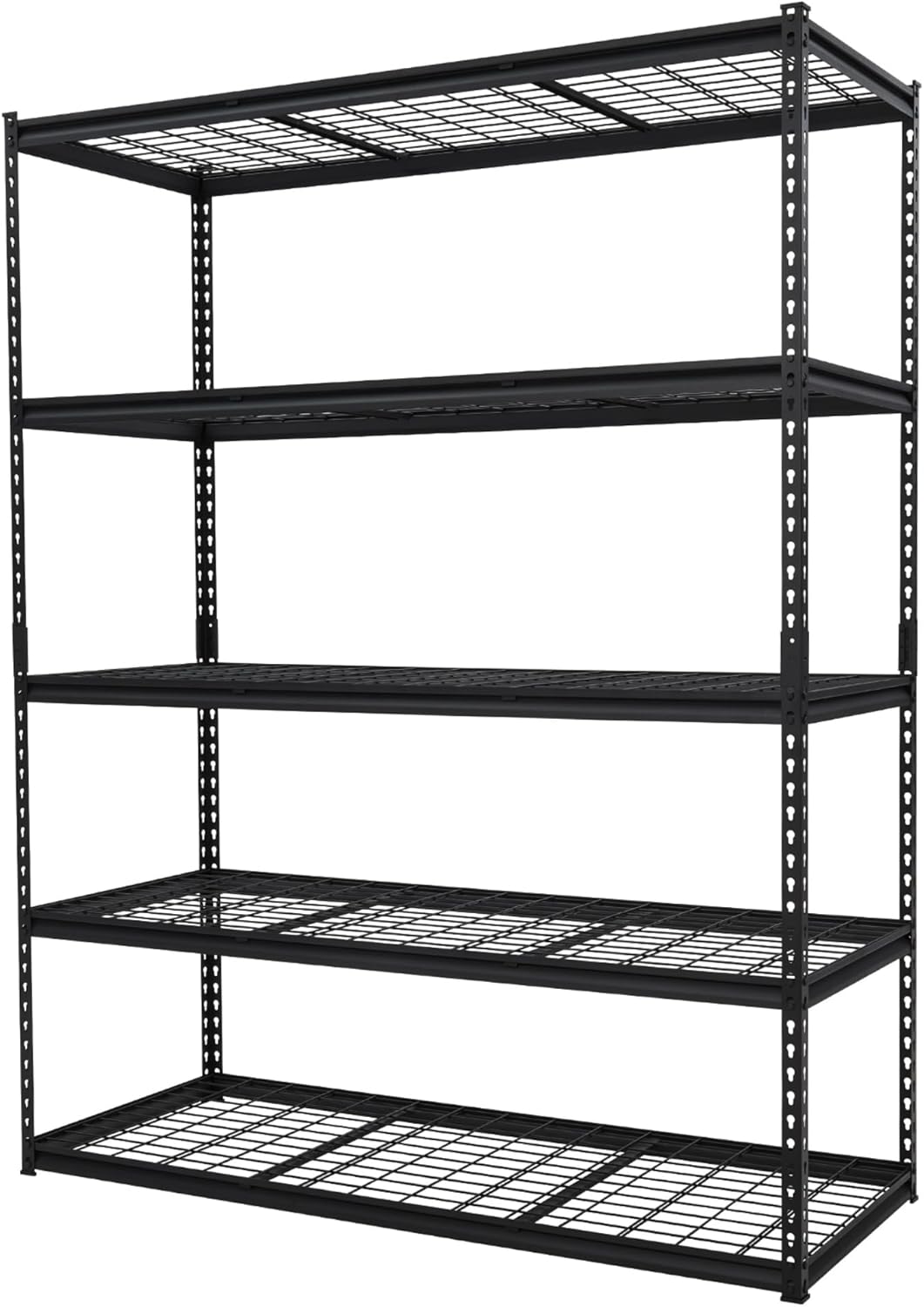 2500 LBS Storage Shelves, 5 Tier Garage Shelving, Heavy Duty, Adjustable Metal Shelving Unit, Industrial Utility Shelf Rack for Garage, Basement, Pantry, 72" H x 48" W x 24" D, Black