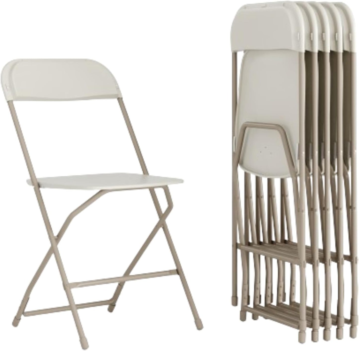 Flash Furniture Hercules Series Plastic Folding Chair - Beige - 6 Pack 650LB Weight Capacity Comfortable Event Chair-Lightweight Folding Chair