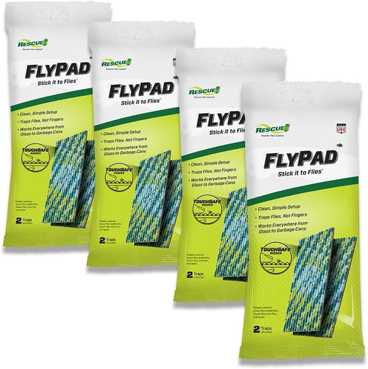 RESCUE! FlyPad – Sticky Fly Traps for Indoor & Outdoor Use - 4 Pack (8 Traps)
