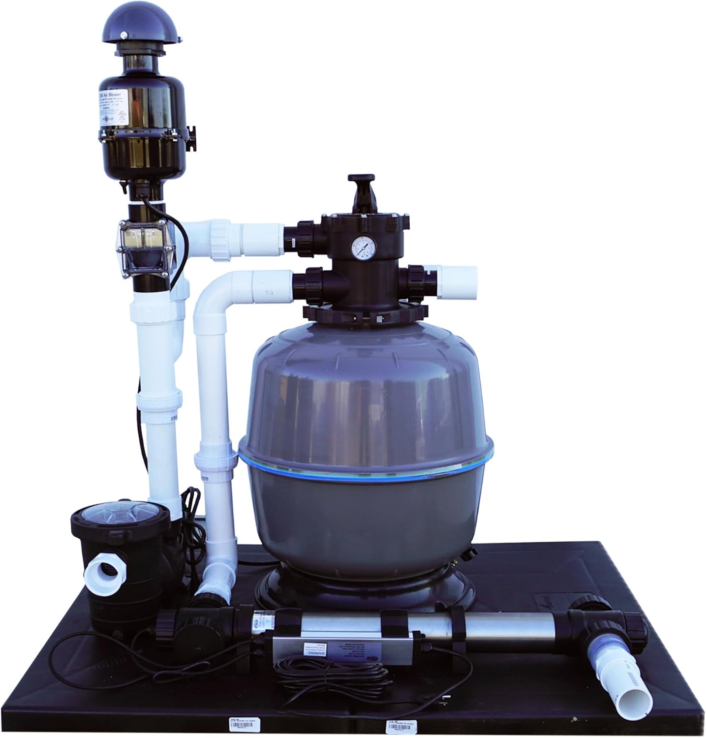 HALF OFF PONDS Simply Clear Koi Pond Filter System with 2HP Blower, UV Clarifier & 4,500 GPH Pump – Filters Ponds Up to 5,000 Gallons – Complete Kit with Bio Media, Multiport Valve, Gauge