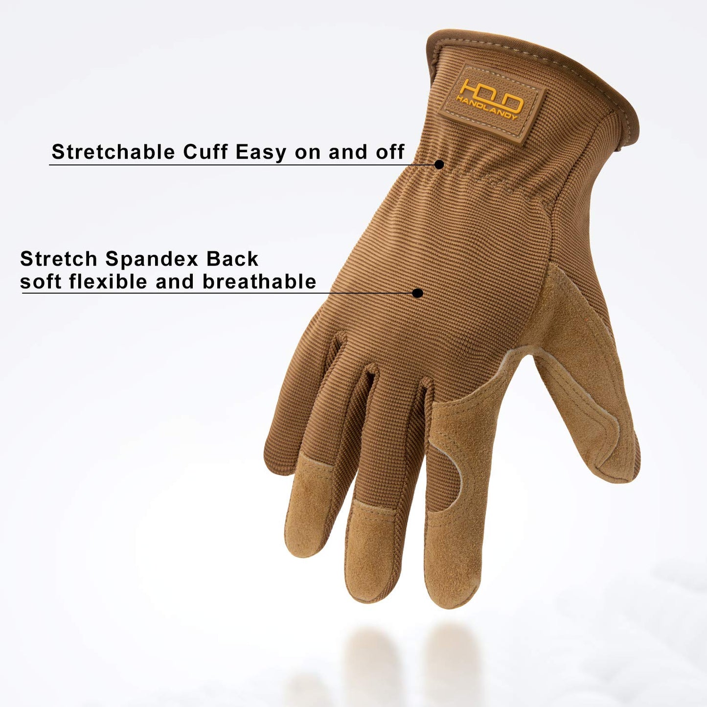 HLDD HANDLANDY 2 Pairs Leather Gardening Gloves for Men, Utility Work Gloves for Gardening, Yardwork, Construction, Mechanics, Great Garden Gifts for Men Women