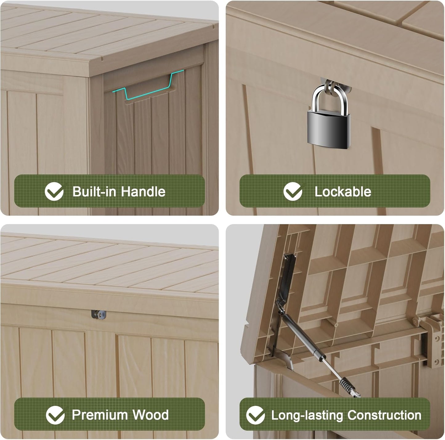 120 Gallon Waterproof Outdoor Storage Box,Resin Deck Box,Lockable Outside Storage Box Container for Patio Furniure,Garden,Tools (120 Gallon,Grey)