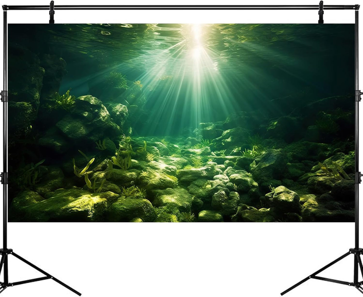 Underwater Sunray Aquarium Background Deep Ocean Rock Cave Fish Tank Background Under The Sea Coral Reef Aquarium Backgrounds Ocean Floor Tropical Fish Terrarium Backgrounds 48x20in
