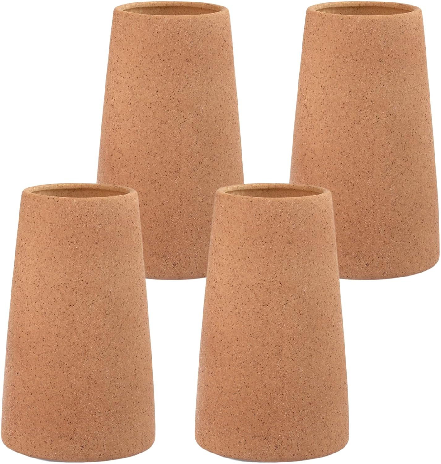 Simple Vase for Flowers Plants, Matte Vases for Modern Table Shelf Home Decor Wedding Boho Decor, 6" H Frosted Elegant Ceramic Vase for Pampas Grass Fluffy Stem Bouquet Lavender Flowers (Brown, 4)