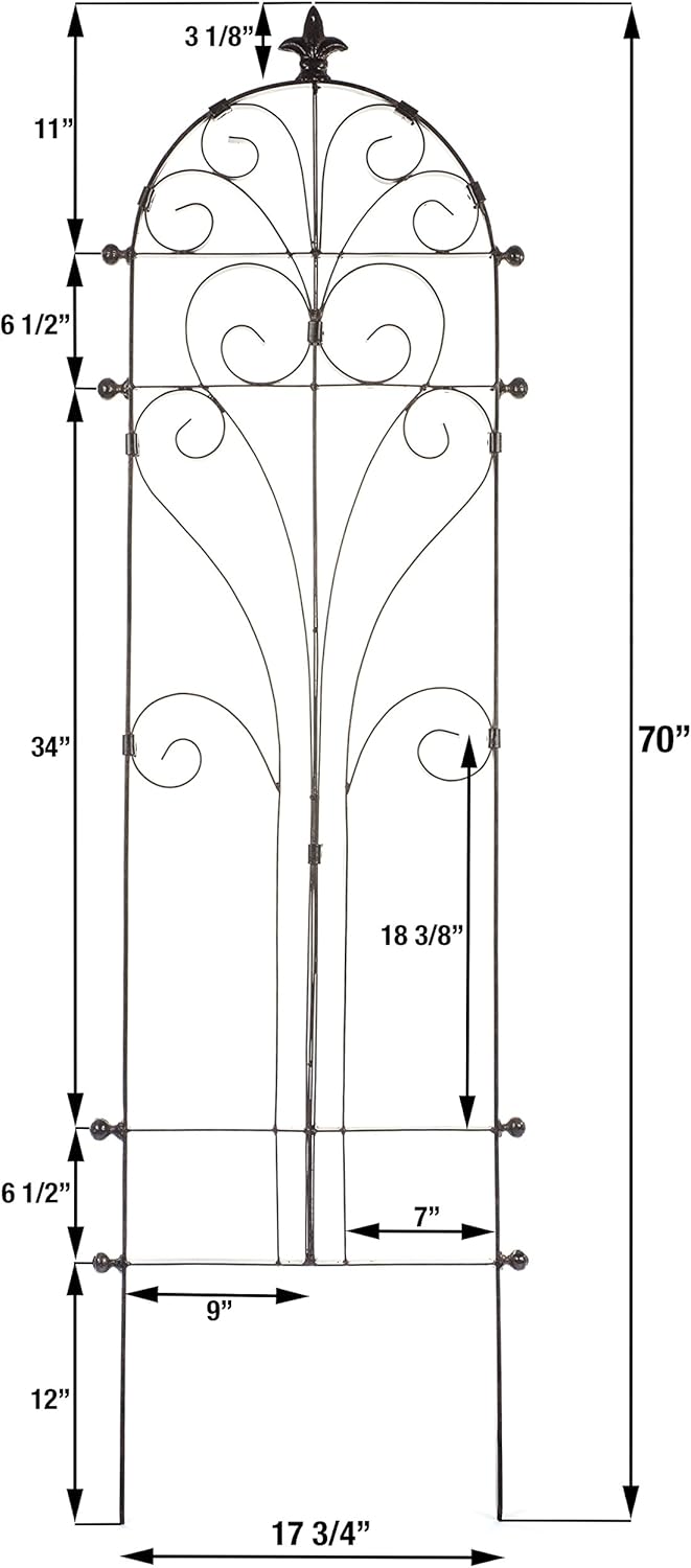 H Potter Outdoor Metal Wall Decor or Trellis for Climbing Plants Suitable as Art Garden Panel Roses Vines Privacy Includes Brackets for Hanging Gar214w1