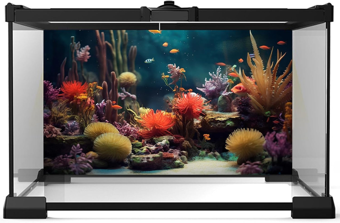Aquarium Background Beautiful Colorful Coral Reef Aquatic Plants Terrarium Background Rock Tropical Fish Jungle Style Fish Tank Background Colorful Under Water View Aquarium Backdrop Vinyl 48x20in
