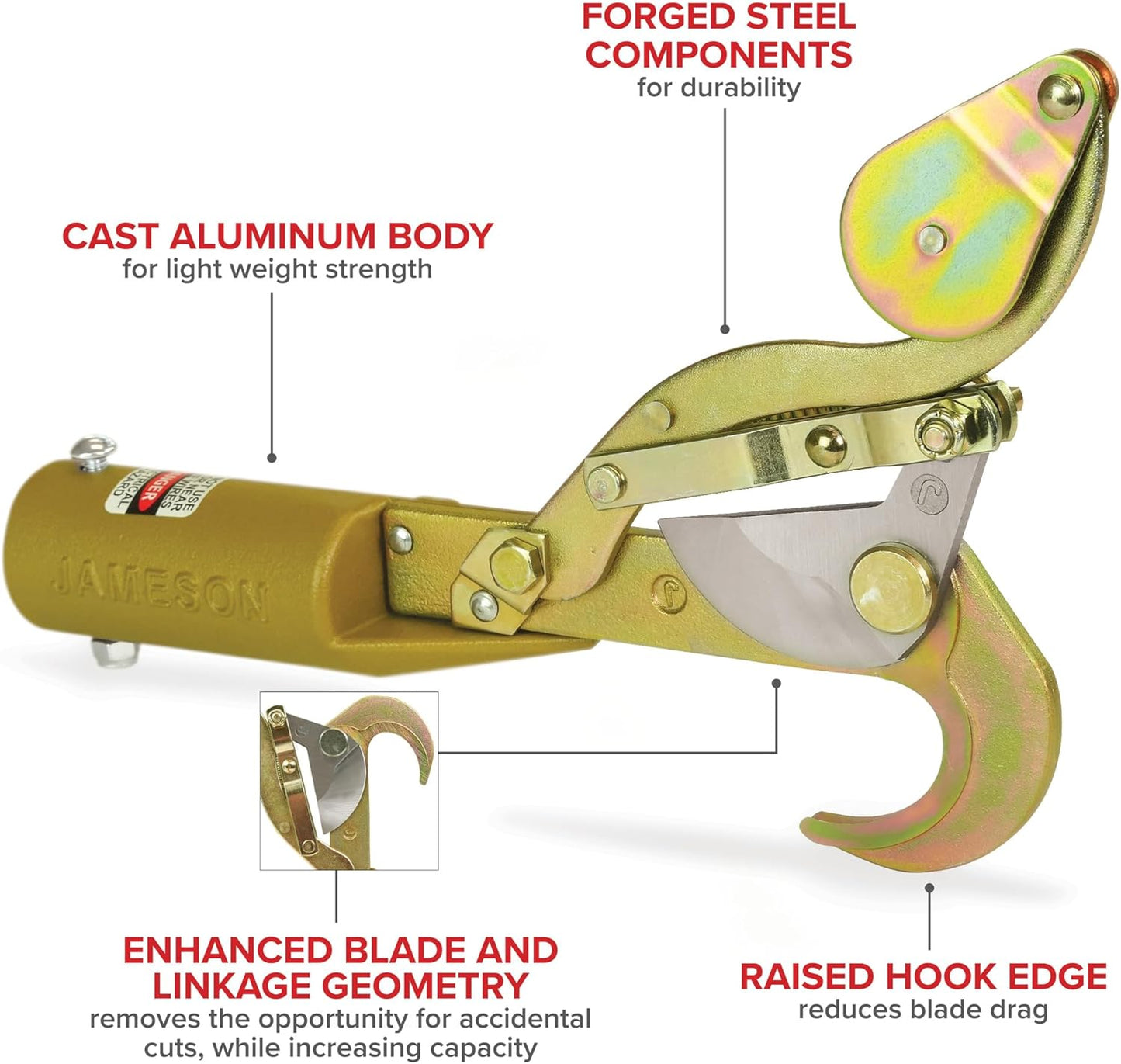 Jameson JA-14DP-PKG JA Professional Series Double Pulley Tree Pruner with 1-1/4-inch Capacity Bypass Cut