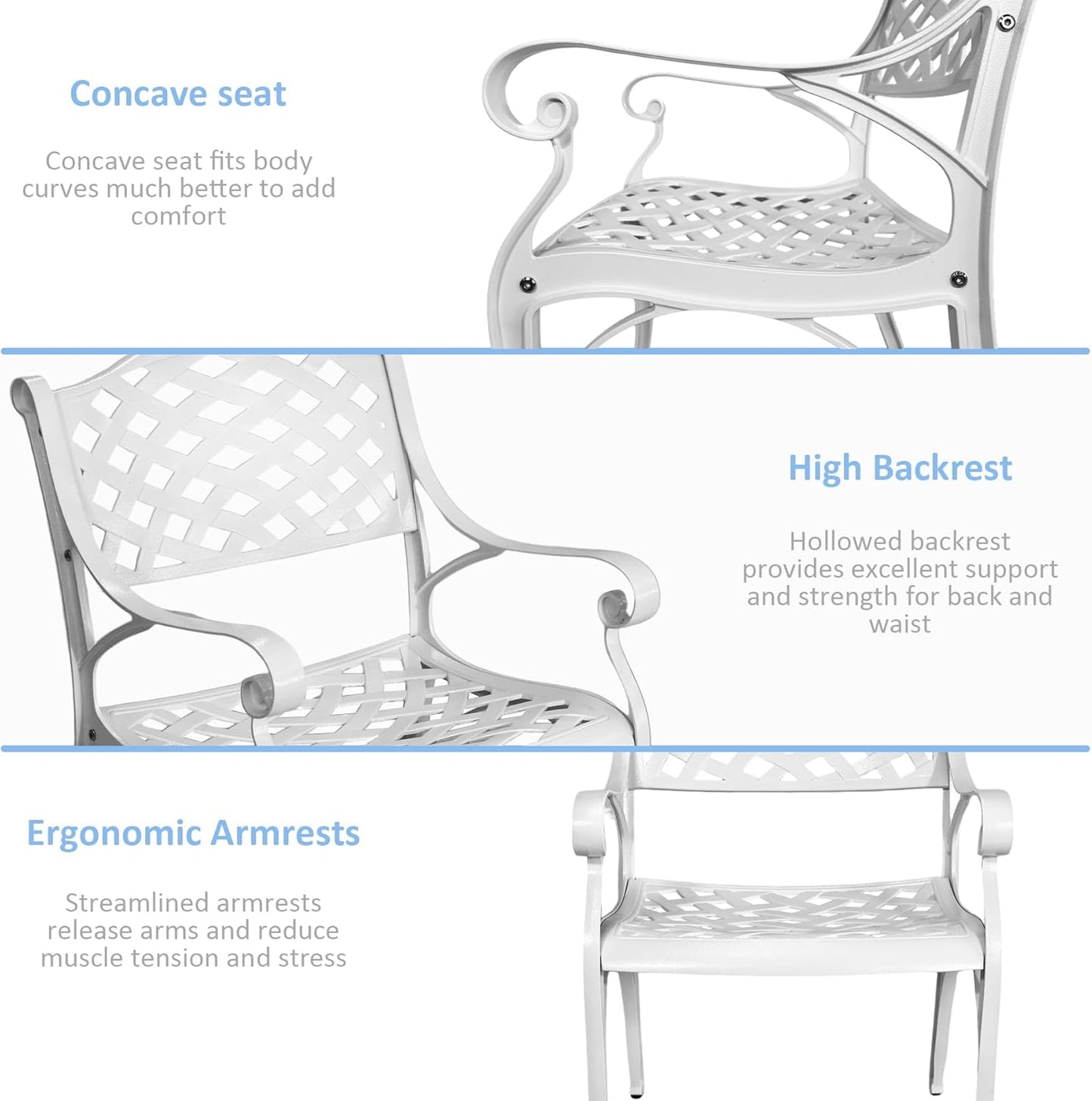 5 Piece Patio Dining Set, All Weather Cast Aluminum Outdoor Dining Table and Chairs Set of 4, Patio Furniture Conversation Set with 4 Chairs and 30.31" Round Table, 2.36" Umbrella Hole