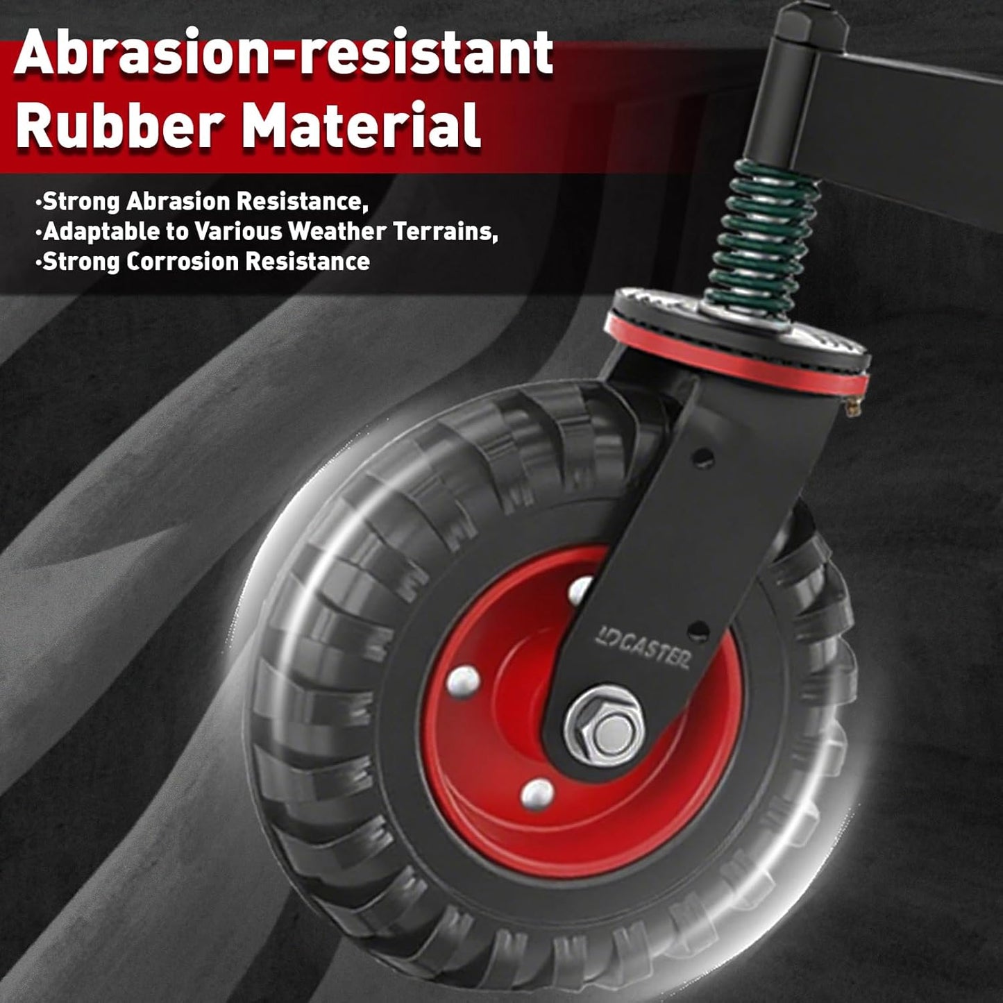 Heavy Duty Gate Wheel, 6" Double-Welded,500lb Capacity for Metal Tube & Wooden Gates, 360° Swivel Spring-Loaded Caster with 2 Installation Kits