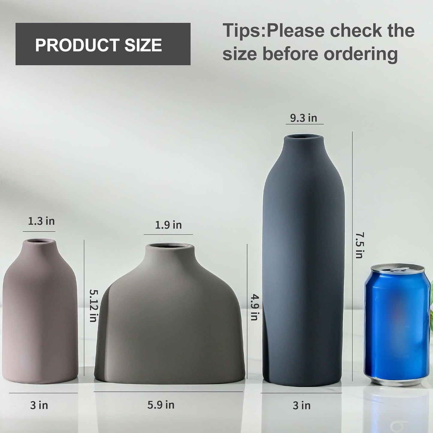 Ceramic Vase Set of 3,Flower Vase Home Decor,Modern Farmhouse Decor, Pampas Grass Dried Fresh Flowers,Bedroom,Living Room,Bookshelf Decoration, Centerpiece Table Boho Decor.