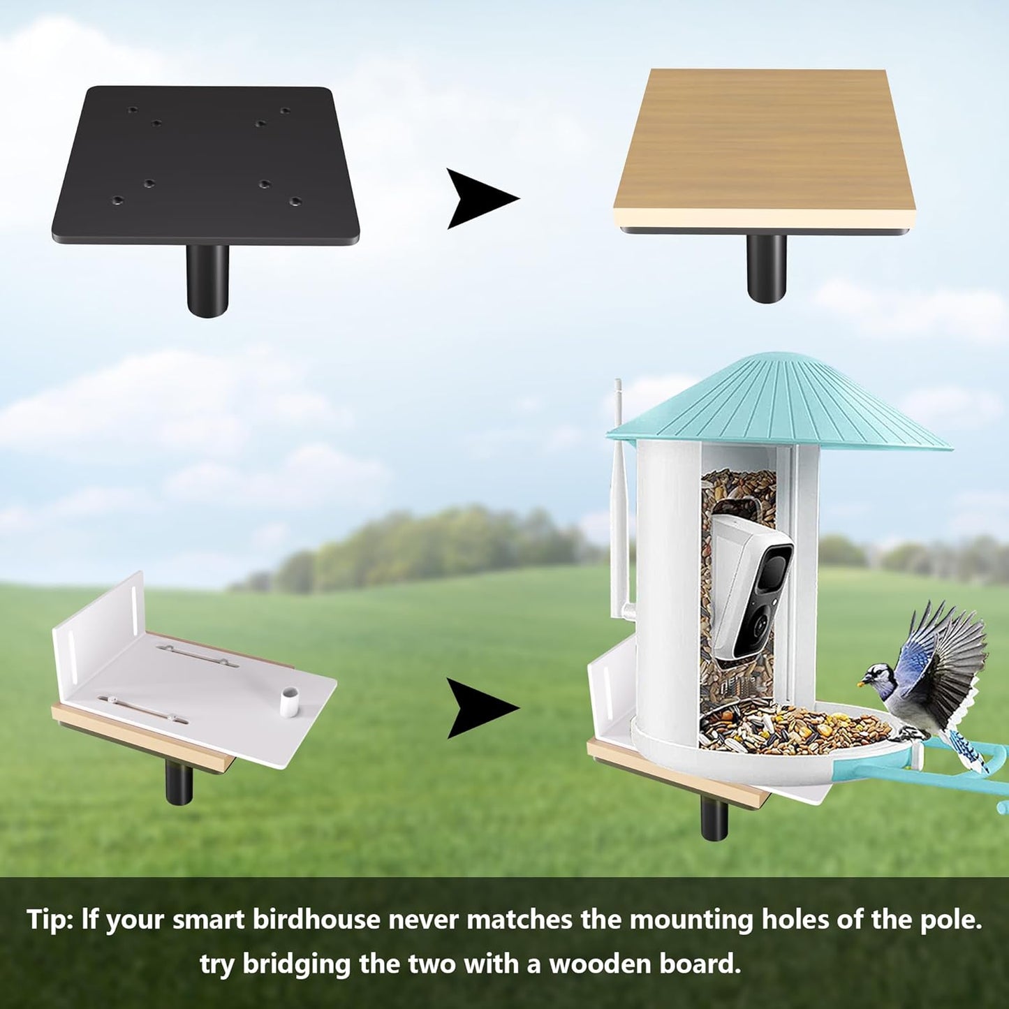 Bird Feeder Pole Stand,95 Inch Bird House Pole for Outdoors Heavy Duty,5 Base Prongs Adjustable Birds Feeder Stand for House