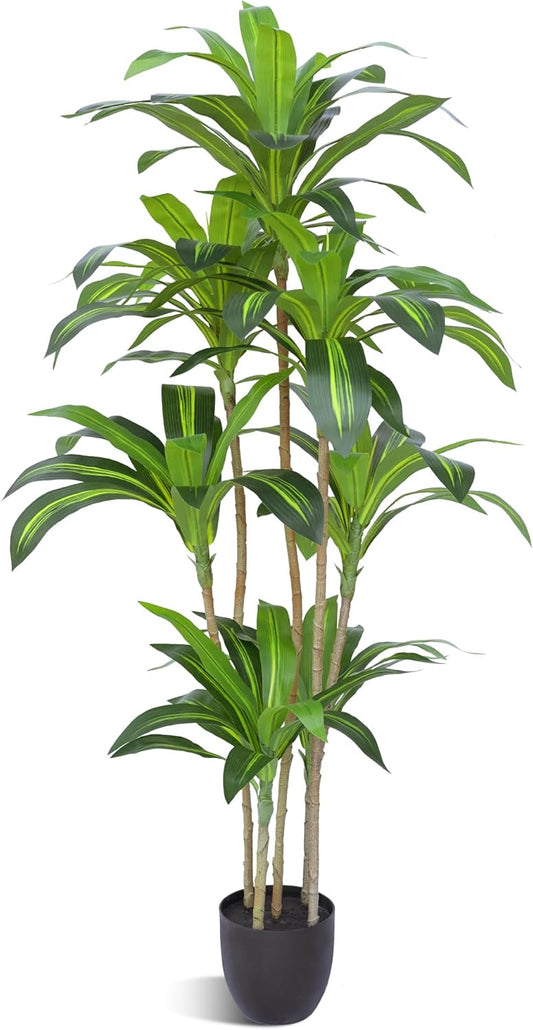 Artificial Plants 5.3Ft Dracaena Fragrans Faux Trees with 7 Heads Fake Tree for Home Decor Indoor or Outdoor Office Decoration Housewarming Gift