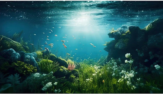 Underwater Aquarium Background Under The Sea Fish Tank Background Ocean Floor Green Aquatic Plants Aquarium Backgrounds Deep Sea Sunray Tropical Fish Aquarium Tank Backgrounds 36x24in