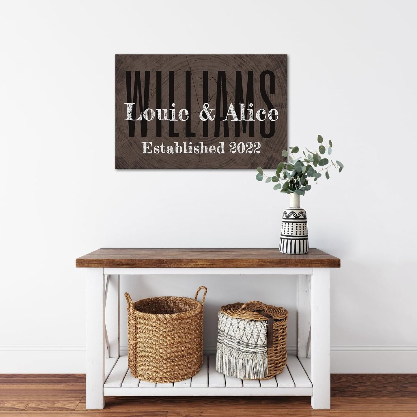 iLOOKLiKE Personalized Last Name Signs with Couple's Names Wall Art Custom Family Established Date Canvas Prints Framed Unique Wedding Anniversary Housewarming Gifts for Home Decor 24×36inch