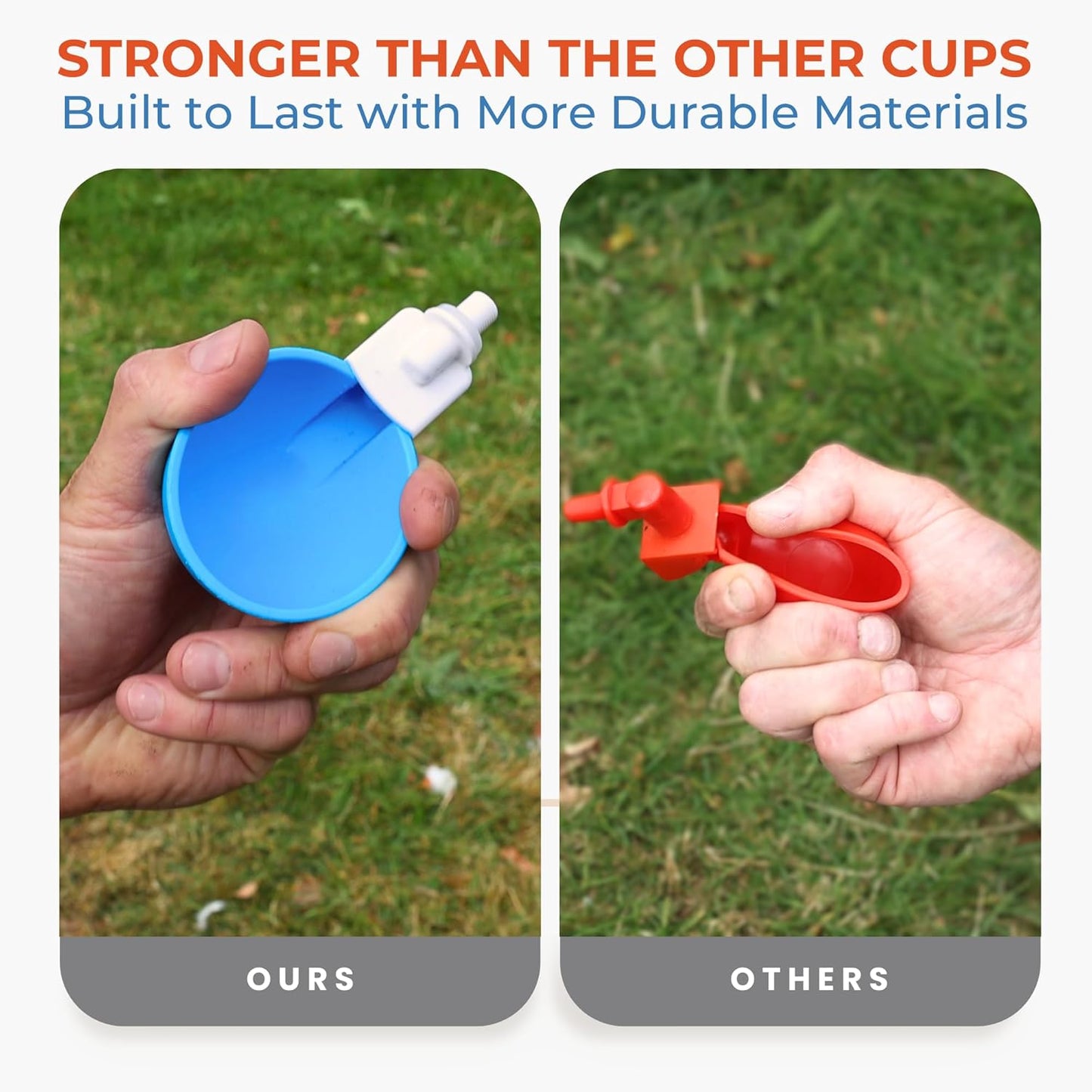 Lil Clucker - Blue Large Automatic Chicken Waterer Cups Suitable for Ducks, Geese, Turkeys, and Bunny Rabbit - Water Feeder Kit - Poultry Waterer - Pack of 8…