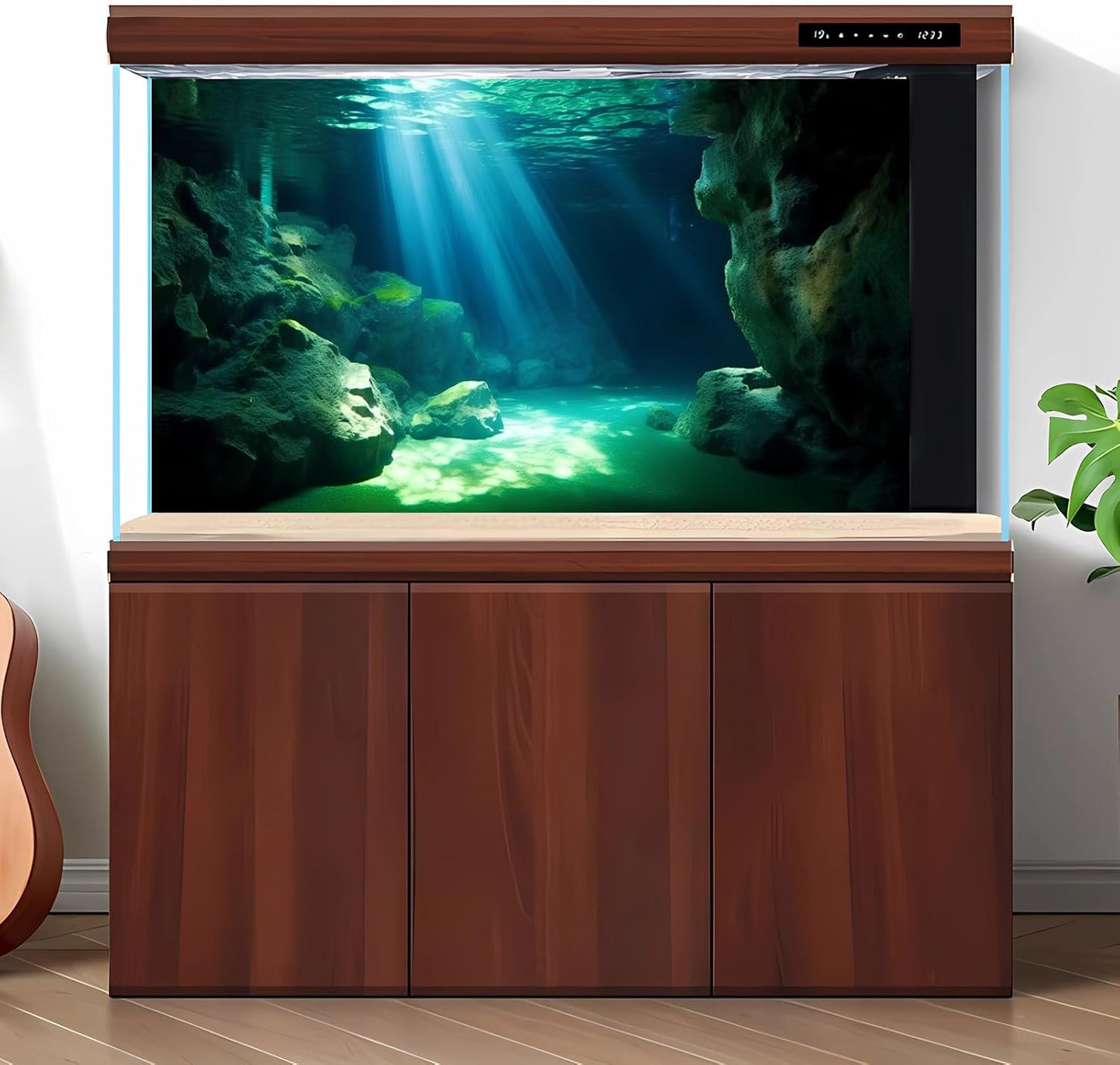 Underwater Fish Tank Background Under The Sea Cave Style Aquarium Background Ocean Floor Cave Sunlight Fish Tank Backdrop Tropical Fish Aquarium Terrarium Backgrounds Decorations 24x12in