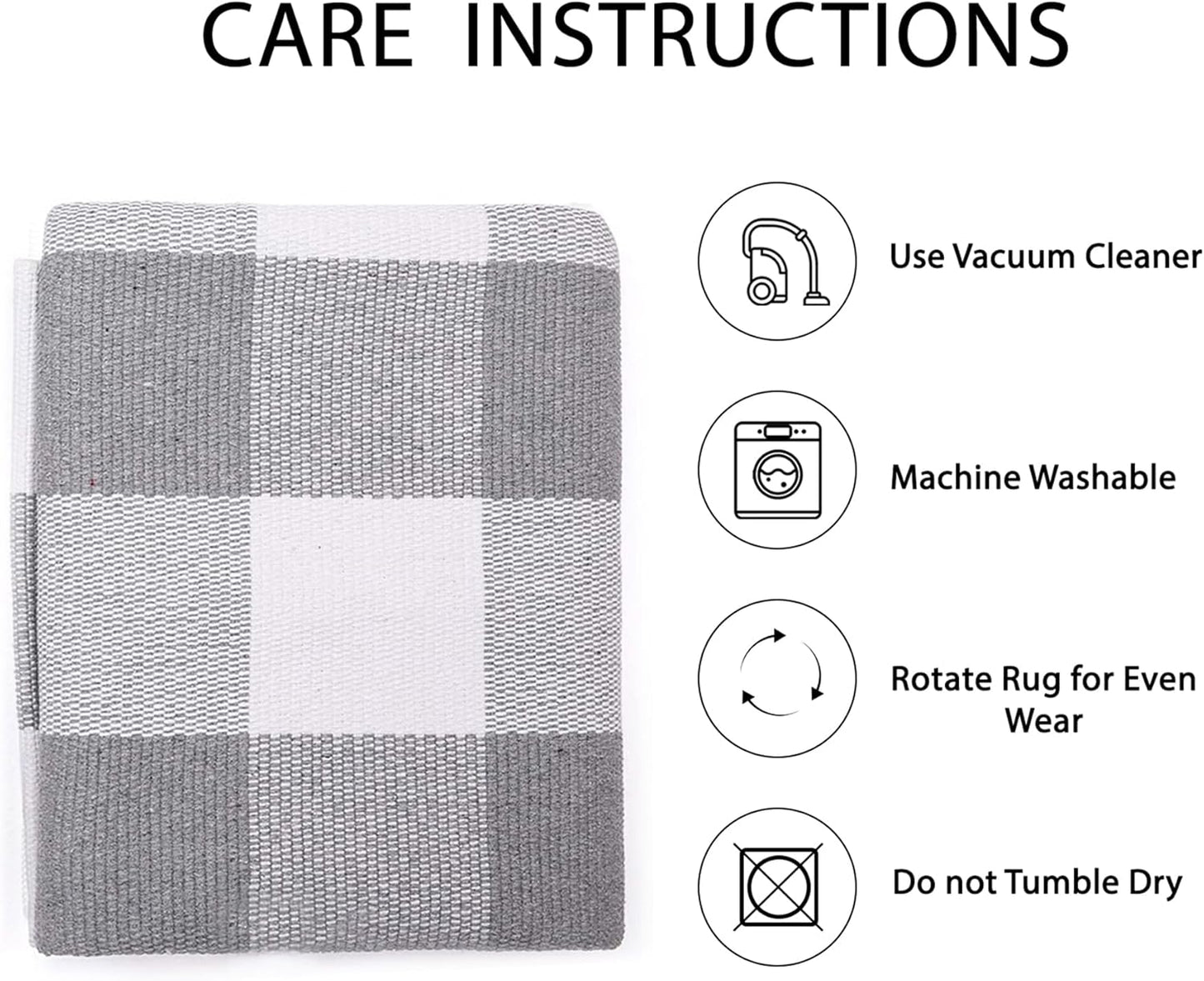 IOHOUZE Buffalo Plaid Checkered Rug 27.5" X 43" Front Door Mats, Washable Area Rugs for Front Porch Decor, Spring Summer Welcome Mats Outdoor, Gray White Rug for Farmhouse/Entryway/Home Entrance