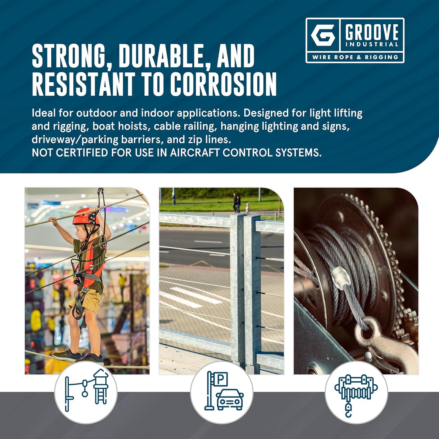 1/4’’ 7x19 Hot Dip Galvanized Aircraft Cable – Steel Wire Rope - 200 Feet