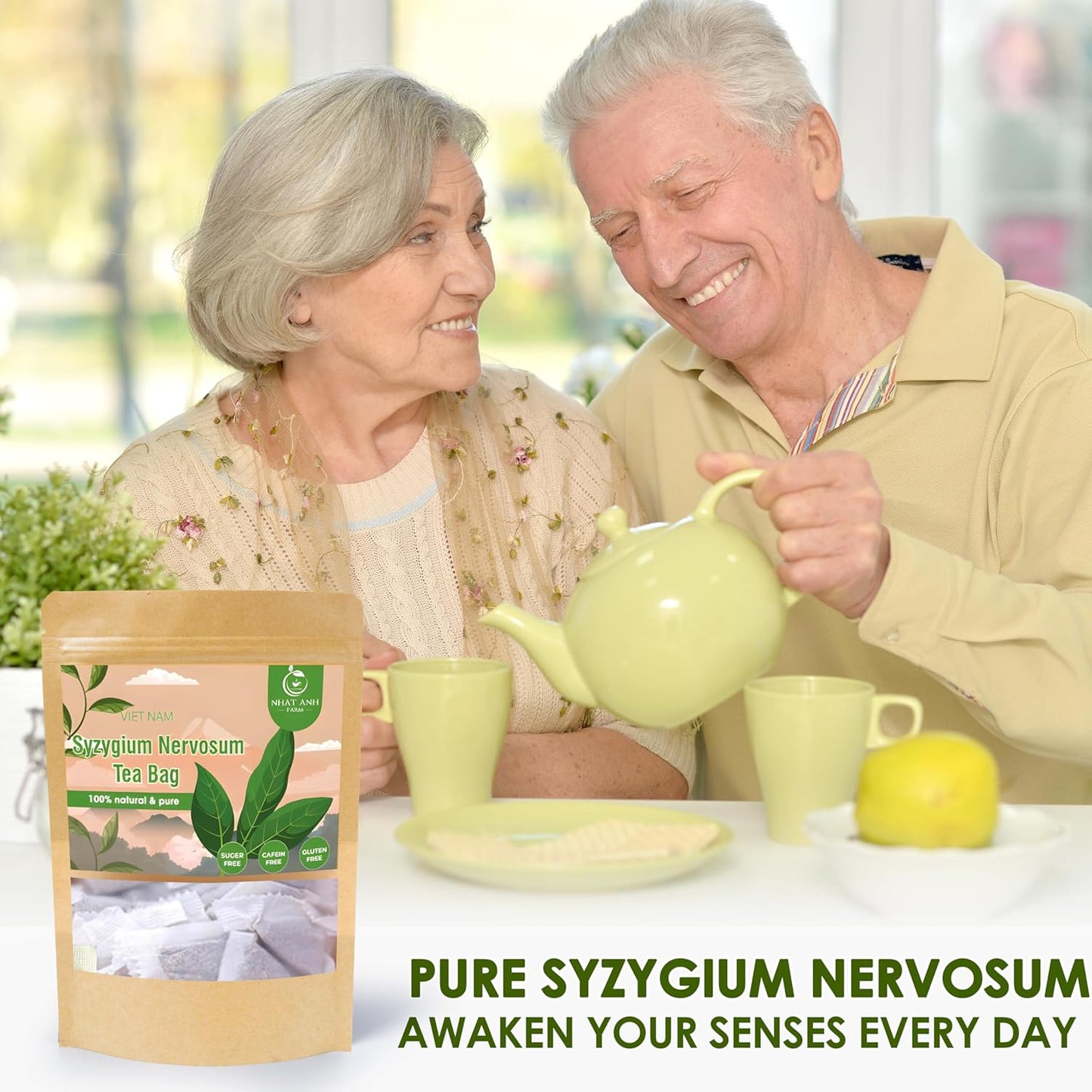 NHAT ANH FARM - Premium Syzygium Nervosum Tea Bags, 40 Syzygium Nervosum Tea Bags, 100% Natural Dried Syzygium Nervosum Leaves, Naturally Sweet Herbal Tea, Sugar-Free, Caffeine-Free, No Additives.