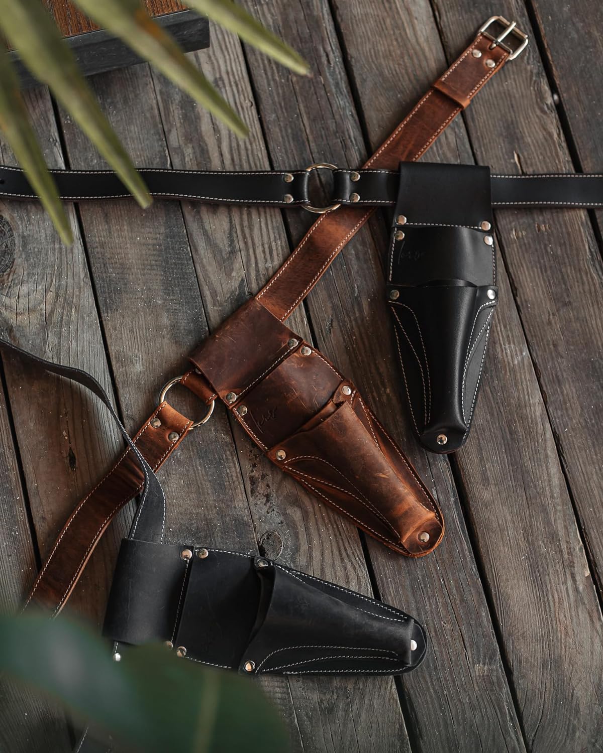 Hori Hori Leather Sheath Belt with Pruner and Scissor Pockets. Personalized Florist Tool Belt Leather, Gardening Belt with Pockets.