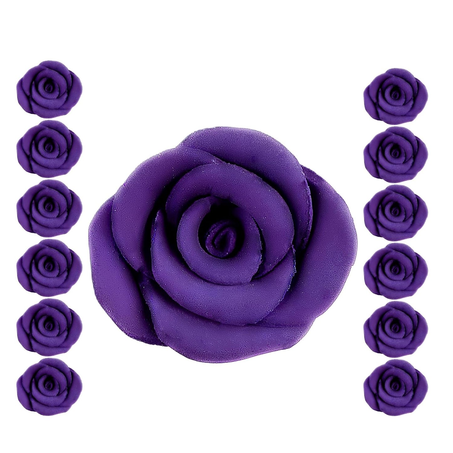 Confect Edible Rose Topper -Edible True Purple Rose Toppers for Cake & Cupcake - Edible Roses for Desserts- Vegan, Gluten-Free, Nut-Free, Dairy-Free, Palm Oil-Free - Pack of 12