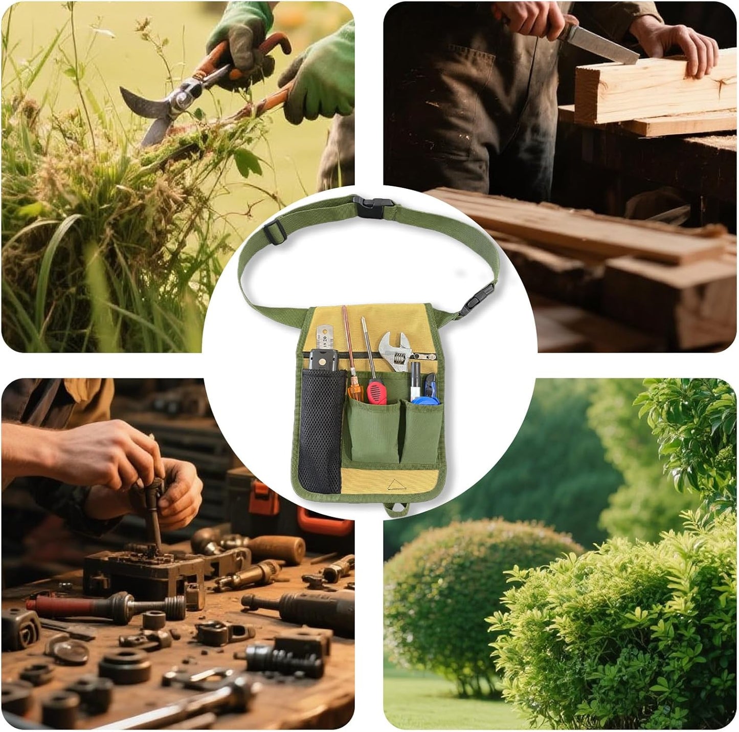 Heavy-Duty Tool Belt Pouch with Belt Clip - Adjustable Work Apron for Electricians, Carpenters, Technicians, Construction & Gardening - Durable Utility Organizer for Men & Women, Compact & Lightweight