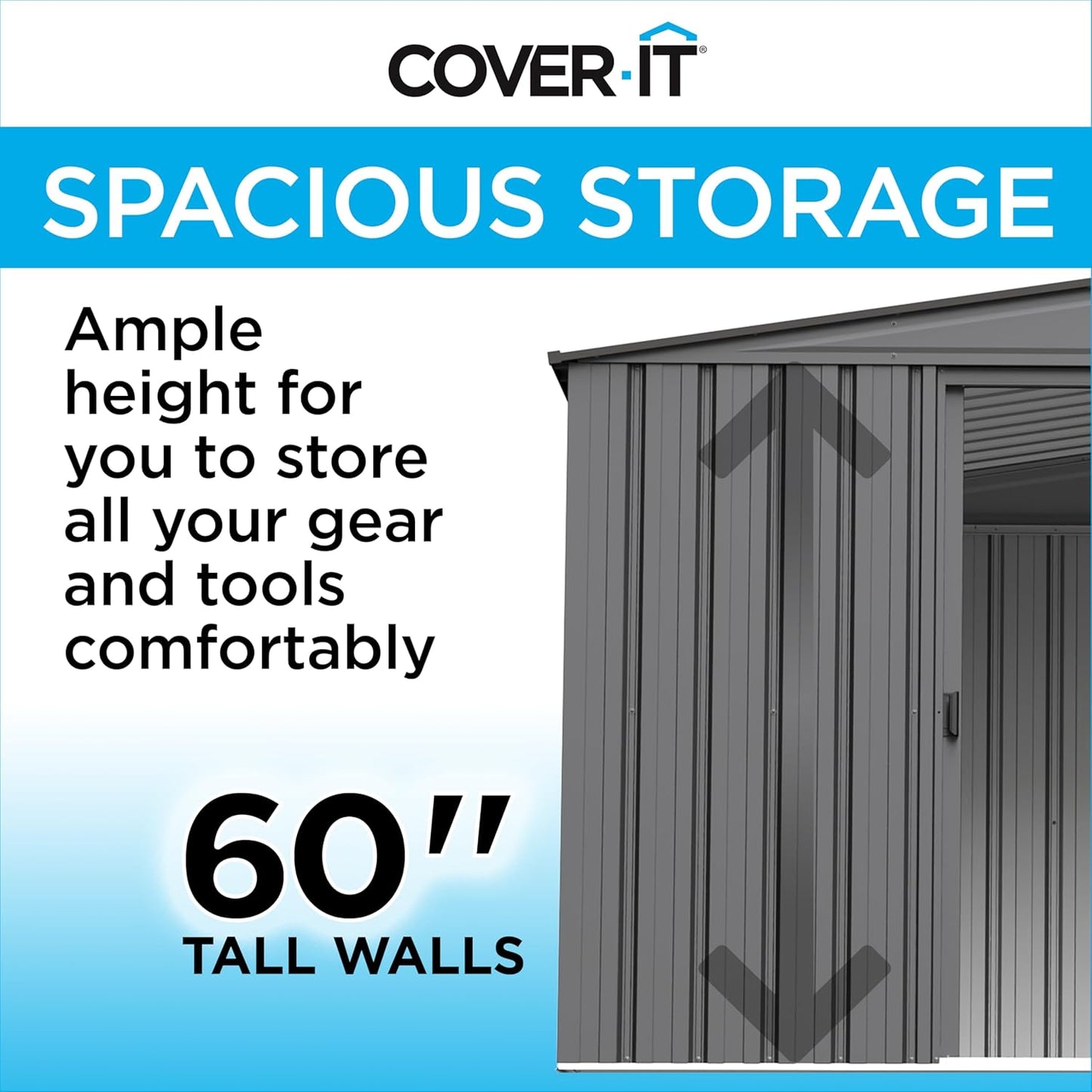 Cover It 5' x 3' Galvanized Steel Outdoor Storage Shed with Pent Roof and Lockable Sliding Doors, Weather-Resistant Steel Storage Shed for Backyards, Tan