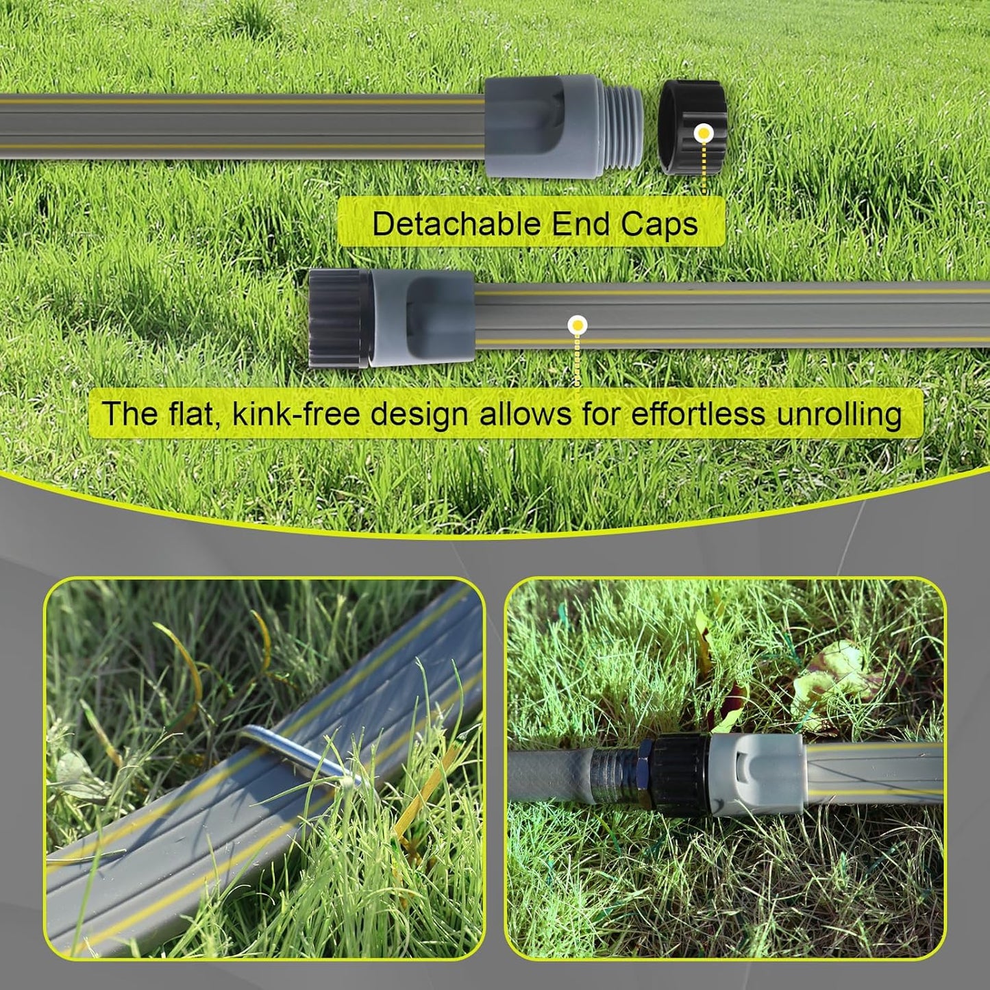 Hopegiver Sprinkler Soaker Hose 50 ft 2-Pack Yard Sprinkler Hose 100 ft for Lawn Water Saving with Stakes, Drip Irrigation Hoses Garden Watering System(Grey,50 ft 2-Pack)