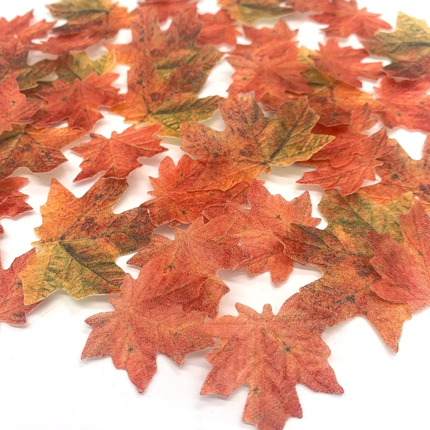 90 Pcs Edible Fall Leaves Gold Leaf Cupcake Toppers, For your Party Cake Toppers Decoration