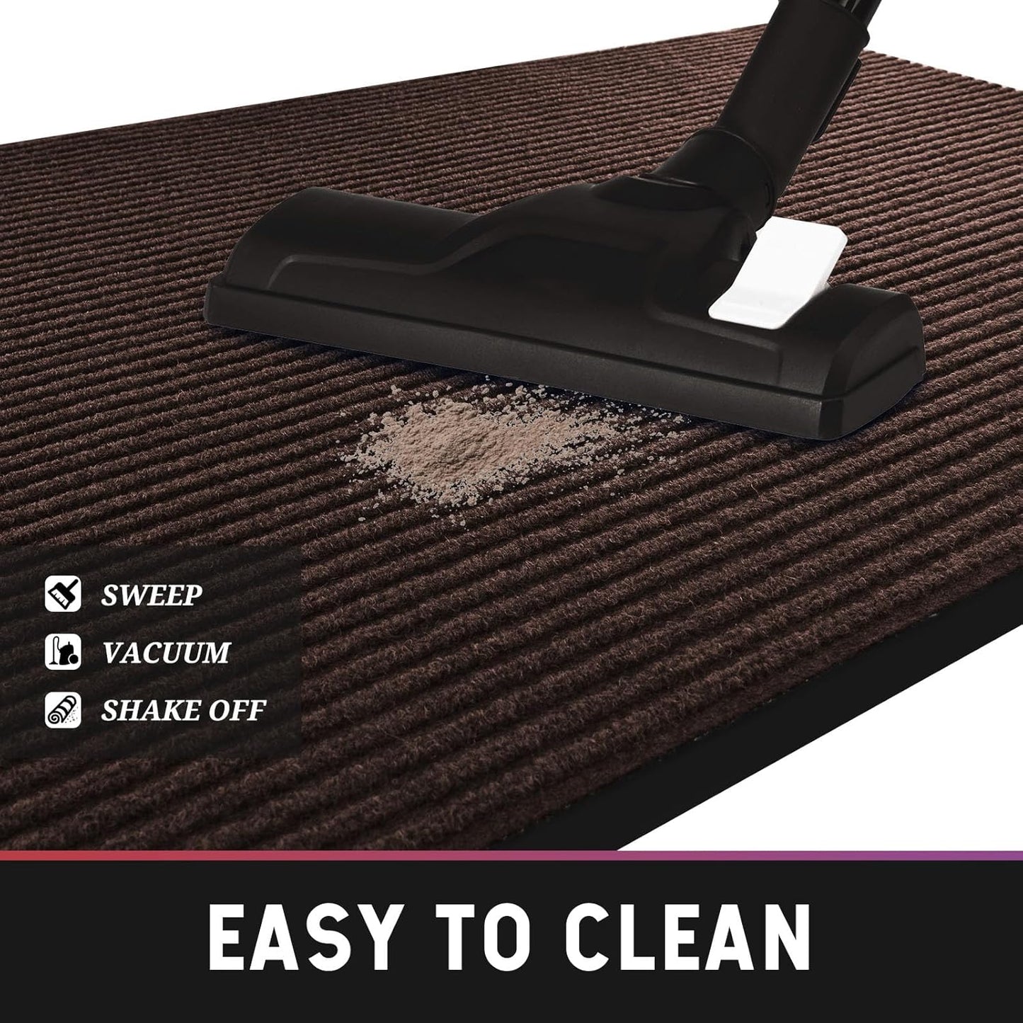 fani 2 PCS Heavy Duty Large Outdoor Indoor Entrance Doormat Brown Waterproof Low Profile Entrance Rug Front Door Mat Patio Anti-Skid Rubber Back, 31x47 inch (Brown)