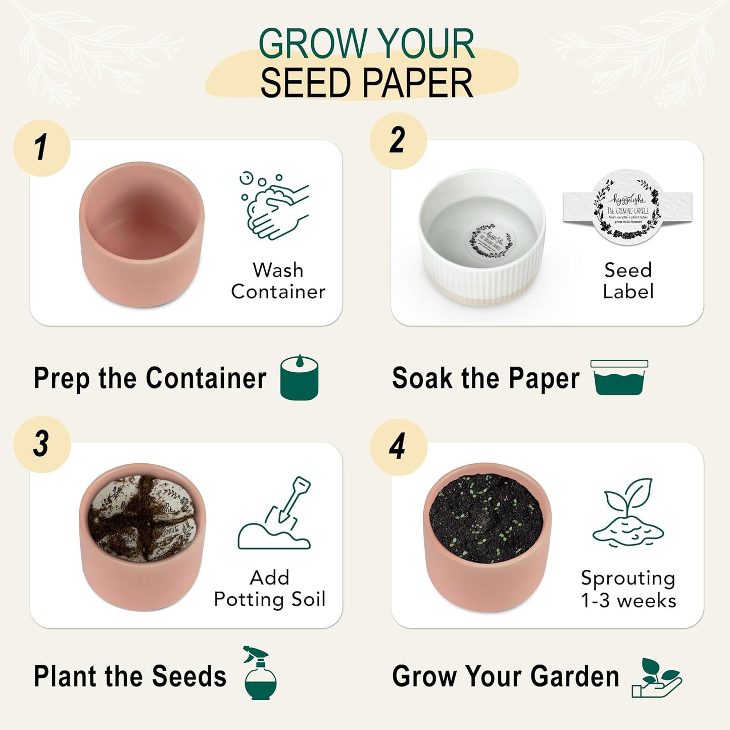 The Growing Candle, Lavender Scented, 8oz Ceramic Pot, Single Wick Aromatherapy Candles, 100% Soy for Women and Men, Adelyn